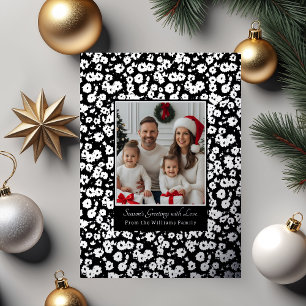 Folie Kerst Kaart Sjabloon Foto Bloemen Zwart