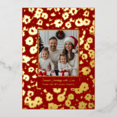 Folie Kerst Kaarten Sjabloon 2 Foto Bloemen Rood (Voorkant)