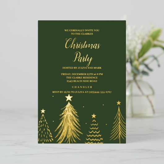 Folie kerstfeestdag kerstfeest uitnodiging (Staand Voorkant)