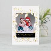Folie kerstverlichting fotokaart feestdagenkaart (Staand Voorkant)