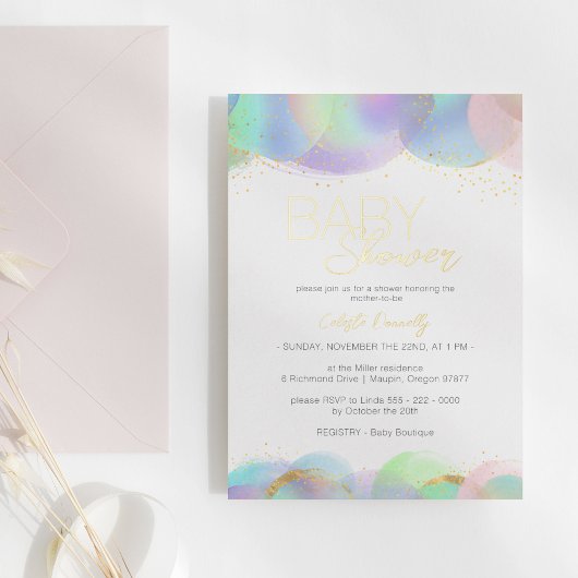 FOLIE Kleurrijke Rainbow Bubbles Baby shower Folie Uitnodiging