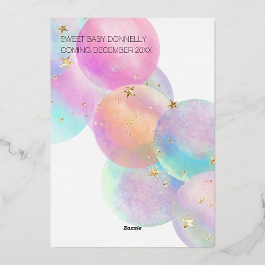 FOLIE Kleurrijke Rainbow Bubbles Baby shower Folie Uitnodiging (Achterkant)