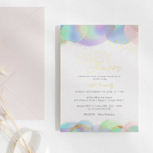 FOLIE Kleurrijke Rainbow Bubbles Baby shower Uitnodiging