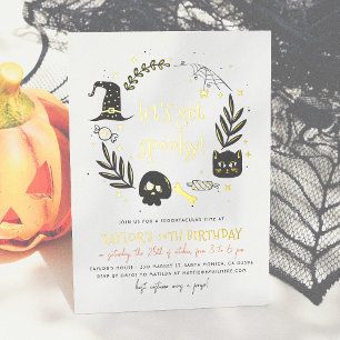 Folie Laten we Spooky Halloween Birthday Party hal Uitnodiging