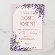 Folie Lavender Wedding Uitnodiging