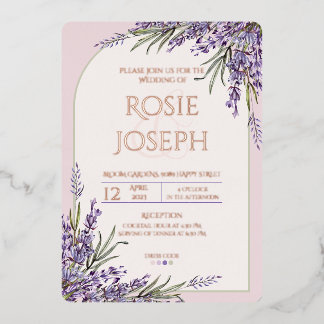 Folie Lavender Wedding Uitnodiging