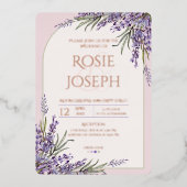 Folie Lavender Wedding Uitnodiging (Voorkant)