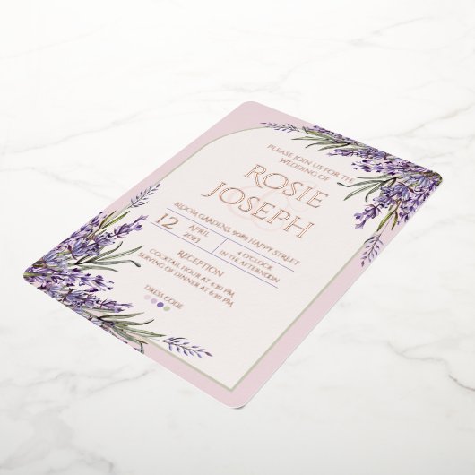 Folie Lavender Wedding Uitnodiging (Gedraaid)