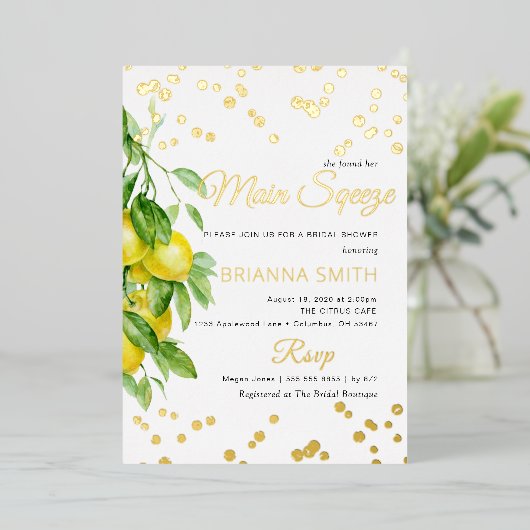 Folie Lemon Vrijgezellenfeest Folie Uitnodiging (Staand Voorkant)