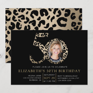 Folie Leopard Print Foto 50th Birthday Kaart