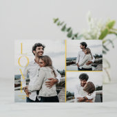 Folie Liefde Valentijnsdag 3-fotokaart Folie Uitnodiging (Staand Voorkant)