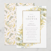 Folie Lijst Boho Wildflower Baby shower in Honor Kaart (Voorkant / Achterkant)