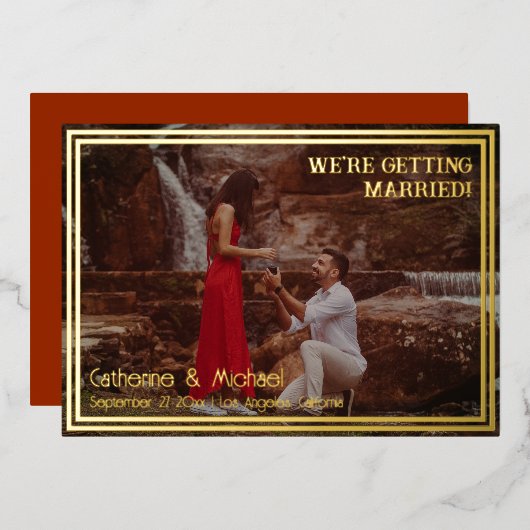 Folie Lijst Foto opslaan Datum Folie Uitnodiging (Voorkant / Achterkant)