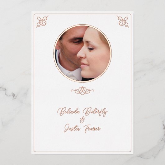 Folie Line Couple Wedding Invitation Folie Invitat Folie Uitnodiging (Voorkant)