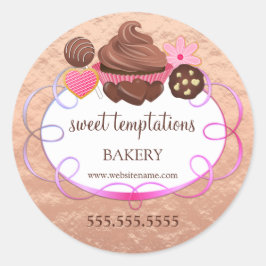 Folie Look Assorted gebakjes Bakkerij Verpakking Ronde Sticker