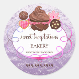 Folie Look Assorted gebakjes Bakkerij Verpakking Ronde Sticker