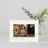 Folie Manuscript Joyeux Noel Kerstfotobriefkaart Folie Feestdagen Briefkaart (Staand Voorkant)