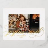 Folie Manuscript Joyeux Noel Kerstfotobriefkaart Folie Feestdagen Briefkaart (Voorkant)