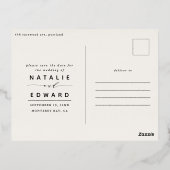 Folie marineblauwe witte bruine bruiloft met uitzo feestdagen briefkaart (Achterkant)