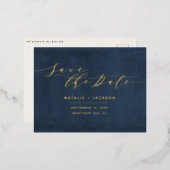 Folie marineblauwe witte bruine bruiloft met uitzo feestdagen briefkaart (Voorkant / Achterkant)