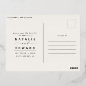 Folie marineblauwe witte bruine bruiloft met uitzo folie feestdagen briefkaart (Achterkant)