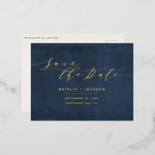 Folie marineblauwe witte bruine bruiloft met uitzo folie feestdagen briefkaart (Voorkant / Achterkant)