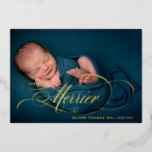 Folie Merrier Kerstfoto Geboorteaankondiging