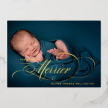 Folie Merrier Kerstfoto Geboorteaankondiging