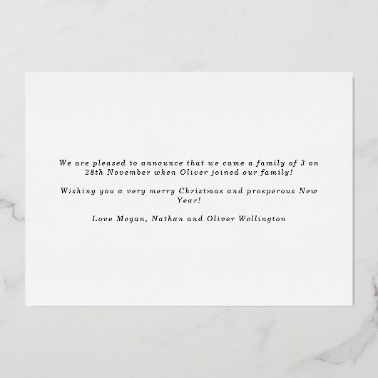 Folie Merrier Kerstfoto Geboorteaankondiging Folie Feestdagenkaart (Achterkant)