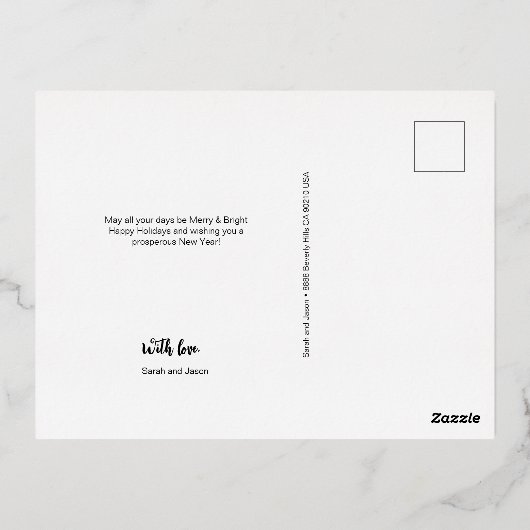 Folie Merry and bright Custom Blue Creative Design Folie Feestdagen Briefkaart (Achterkant)