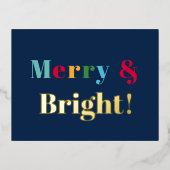 Folie Merry and bright Custom Blue Creative Design Folie Feestdagen Briefkaart (Voorkant)