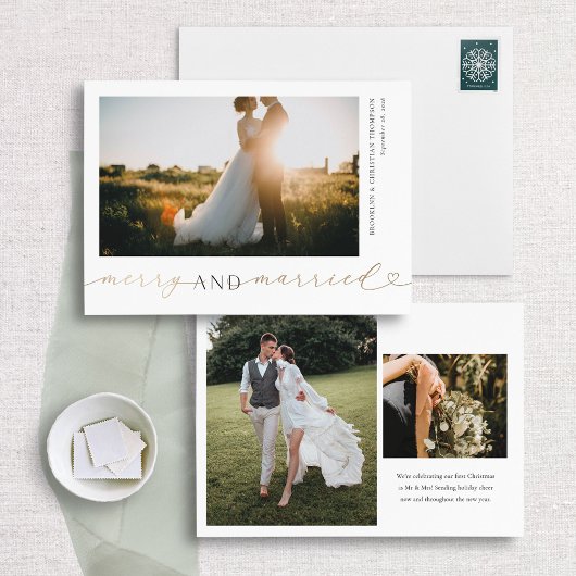 Folie Merry and Married Holiday Photo Card Folie Feestdagenkaart