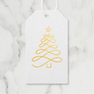 Folie met gouden kerstbomen - Labels met cadeaus