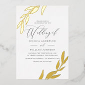 Folie met gouden persing Let bijzonder elegant bru Folie Uitnodiging (Voorkant)