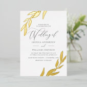 Folie met gouden persing Let bijzonder elegant bru Folie Uitnodiging (Staand Voorkant)