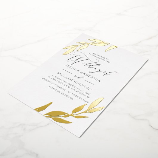 Folie met gouden persing Let bijzonder elegant bru Folie Uitnodiging (Gedraaid)