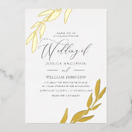Folie met gouden persing Let bijzonder elegant bru Uitnodiging