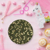 Folie met groene en goudvetjes Botanische lekkerni Papieren Bordje (Feest)