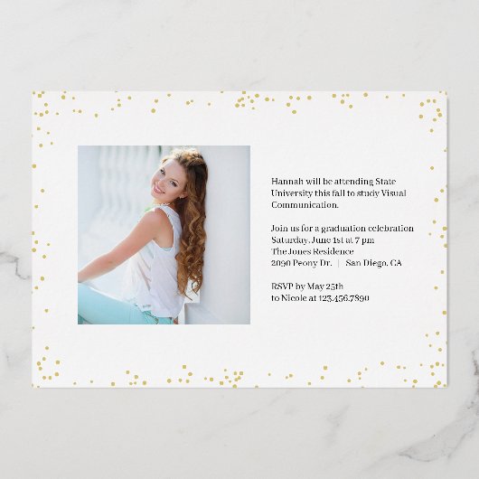 Folie met reserveglans Afstuderen Landschapsfoto Uitnodiging (Achterkant)