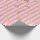 Folie met roze en goudkoorts Eiffeltoren in Parijs Cadeaupapier (Hoek)