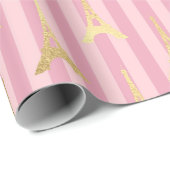 Folie met roze en goudkoorts Eiffeltoren in Parijs Cadeaupapier (Rol Hoek)