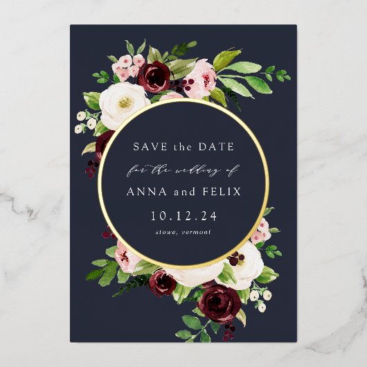 Folie Midnight Romance Weddenschap Save the Date C Folie Uitnodiging (Voorkant)