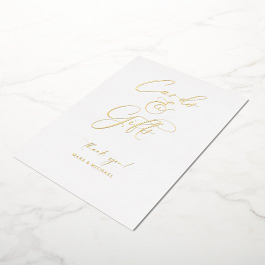 Folie Minimal Script Trouwcadeautafelkaart R100 Folie Feestdagenkaart (Gedraaid)