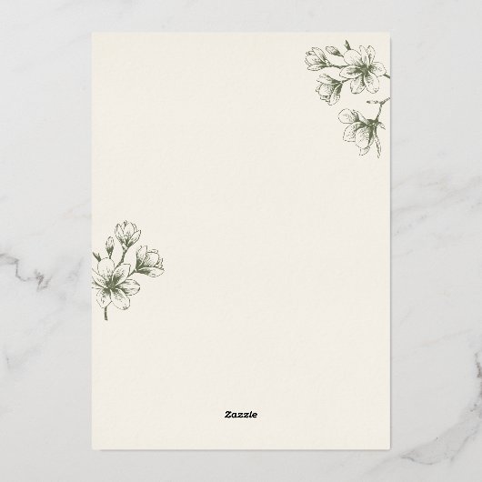 Folie Minimale Elegantie Huwelijksuitnodiging Folie Uitnodiging (Achterkant)