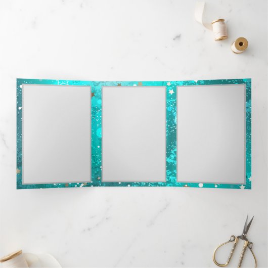 Folie Mint Turquoise Achtergrond Drieluik Aankondiging (Binnen)