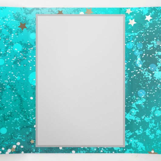 Folie Mint Turquoise Achtergrond Drieluik Aankondiging (Binnenkant midden)