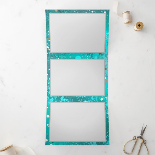 Folie Mint Turquoise Achtergrond Drieluik Kaart (Binnen)