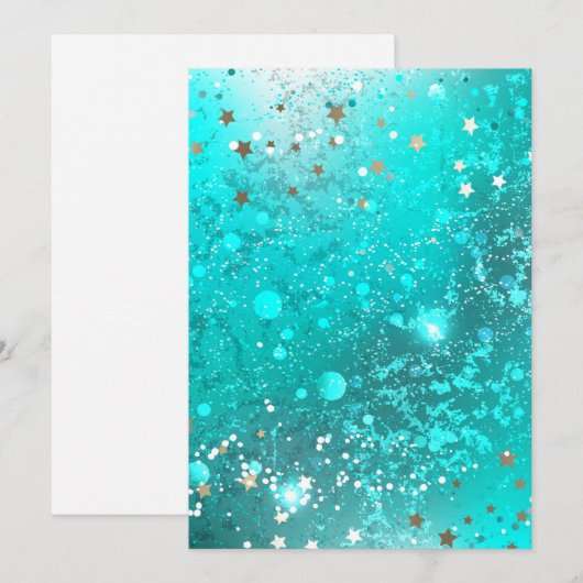 Folie Mint Turquoise Achtergrond Feestdagenkaart (Voorkant / Achterkant)