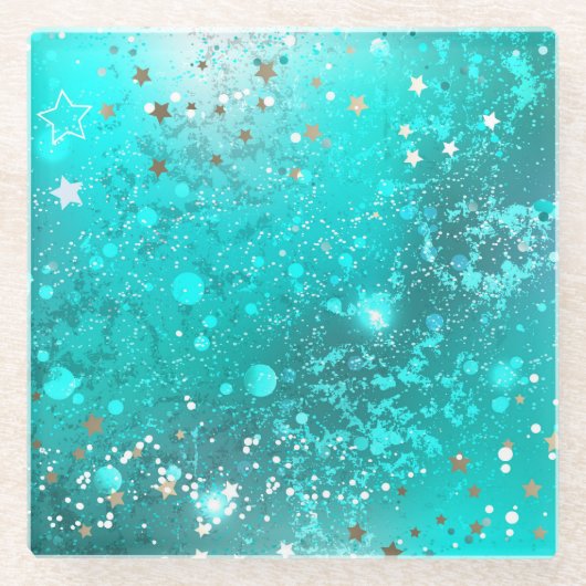Folie Mint Turquoise Achtergrond Glazen Onderzetter (Voorkant)