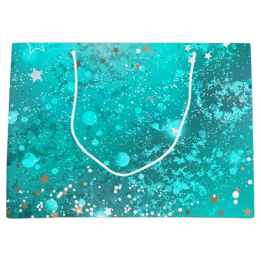 Folie Mint Turquoise Achtergrond Groot Cadeauzakje (Voorkant)